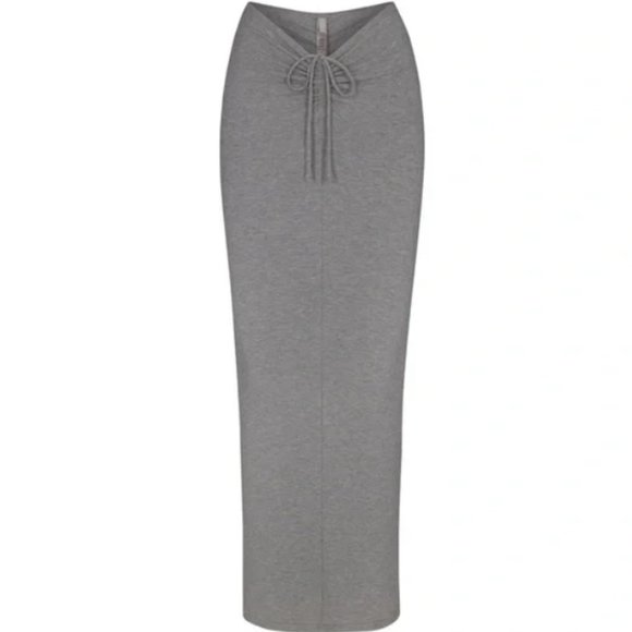 NWT SKIMS SOFT LOUNGE RUCHED MAXI SKIRT HEATHER GRAY XXL 2X - Picture 1 of 3